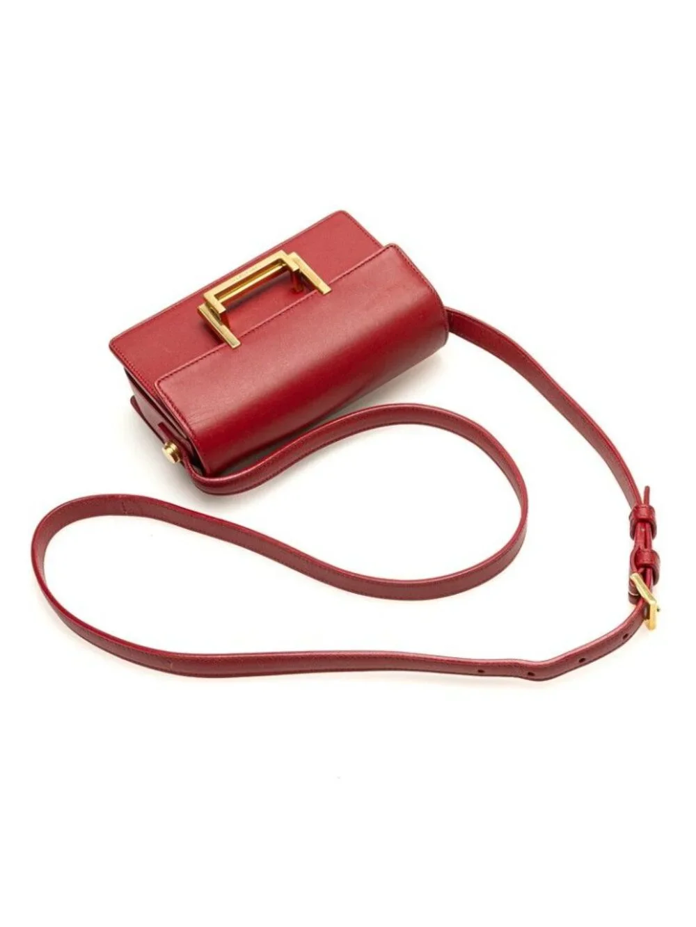 Saint Laurent Classic Lou Crossbody Mini Shoulder Bag Red Leather - Picture 4 of 10